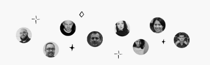 Small collage of diverse circular portraits.